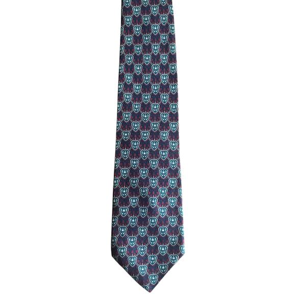 Vintage Bert Pulitzer Silk Tie Equestrian Crest Rope Braid USA Preppy Academia - Picture 1 of 8